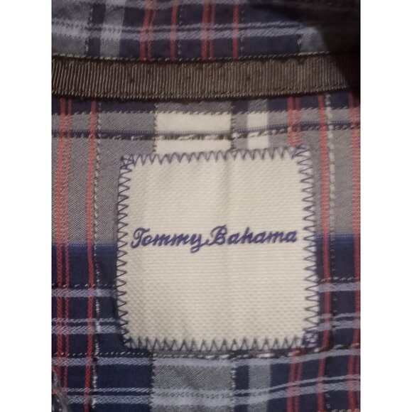 Tommy Bahama Shirt Mens Large L Blue Plaid Silk Blend Button Up Short Sleeves - Picture 10 of 14